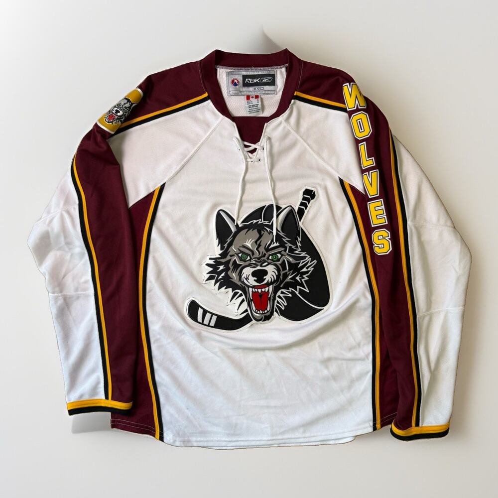 Chicago Wolves Jersey XL White Multicolor AHL Hockey CCM Reebok